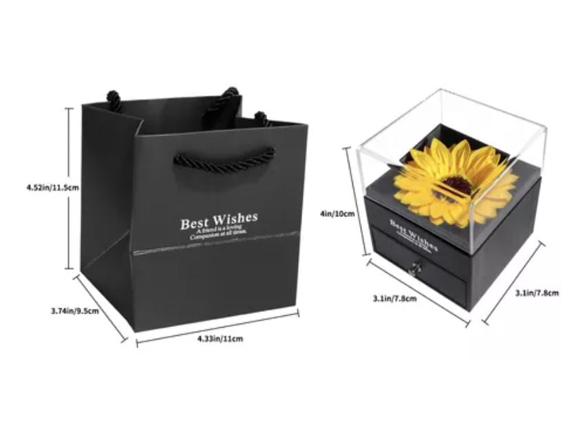 Caja con girasol y collar girasol