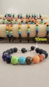 Pulsera original de los 7 chakras con piedra volcánica